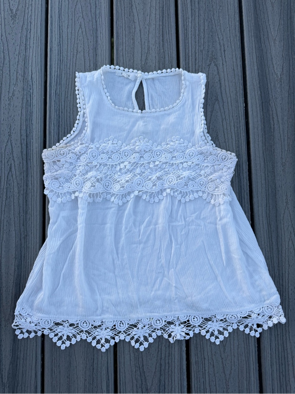 Maurice’s Women’s White Lace-Trim Tank Top